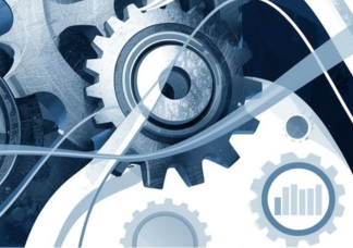 Zahnräder, die ineinander greifen, Wellenbewegungen