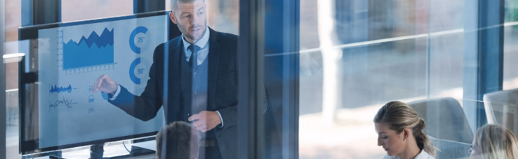 Meetingsituation, ein Manager stellt etwas vor