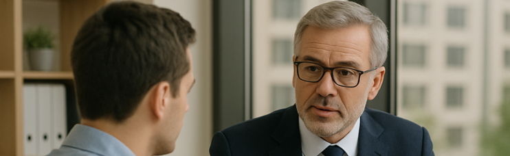CEO im Gespräch mit Mitarbeiter